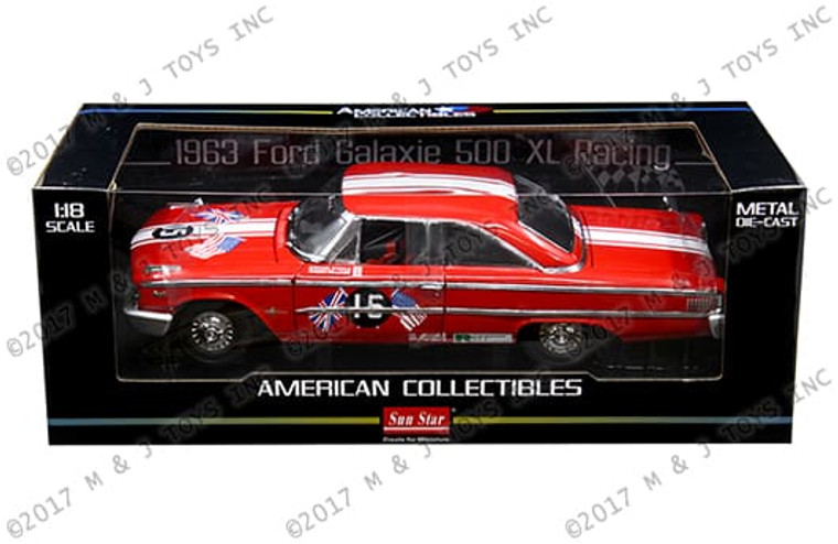 Sunstar 1:18 American Collectibles 1963 Ford Galaxie 500 Xl Racing #15 B. Williams/ M. Steele Goodwood Revival 2011 St. Marys Trophy Race- Diecast