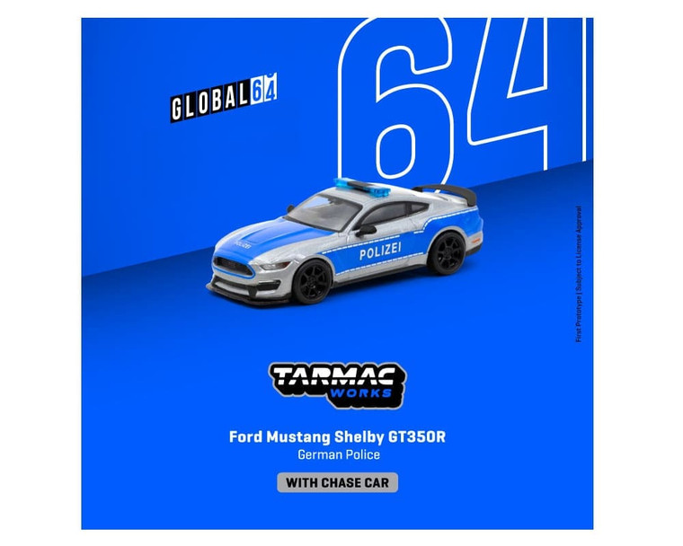 Tarmac Works 1:64 Global 64 Ford Mustang Shelby Gt350 R German Police- Diecast