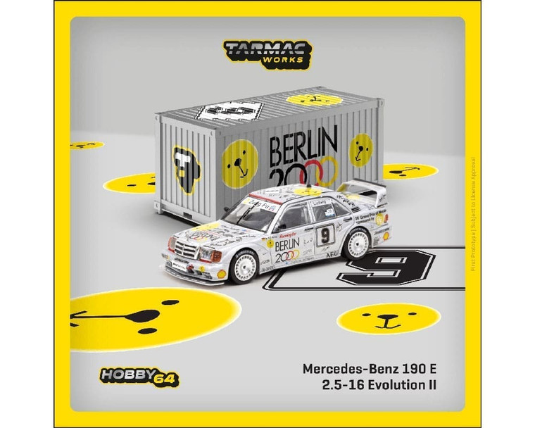 Tarmac Works 1:64 Mercedes-benz 190 E 2.5-16 Evolution Ii Macau Guia Race 1992 K.ludwig W/ Container- Diecast