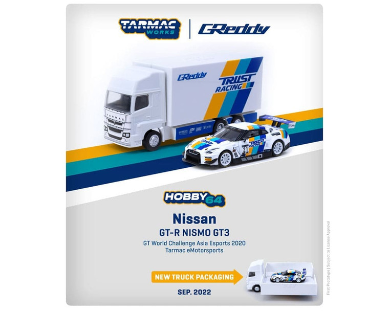 Tarmac Works 1:64 Nissan Gt-r Nismo Gt3 Gt World Challenge Asia Esports 2020 Tarmac Emotorsports Luis Moreno Truck Packaging- Diecast Tarmac Works 1:64 Nissan Gt-r Nismo Gt3 Gt World Challenge Asia Esports 2020 Tarmac Emotorsports Luis Moreno Truck Packaging- Diecast