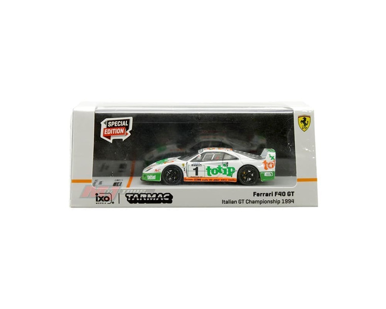 Tarmac Works 1:64 Ferrari F40 Gt Italian Gt Championship 1994 #1 F. Damore, O. Larrauri White Special Edition Ixo Models Hobby64- Diecast
