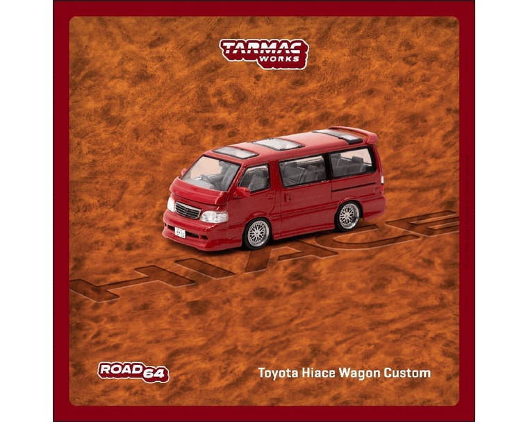 Tarmac Works 1:64 Toyota Hiace Wagon Custom Red Road64- Diecast