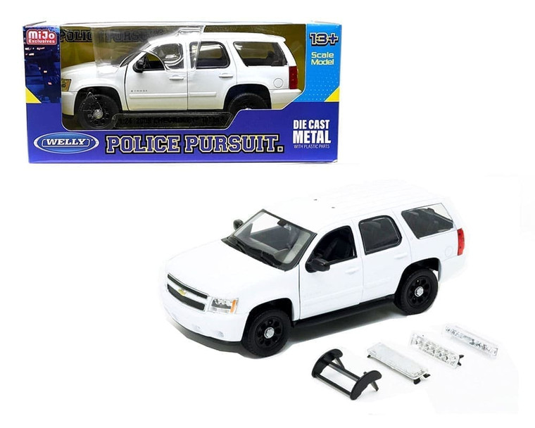 Welly 1:24 2008 Chevrolet Tahoe Police Version Plain White- Diecast