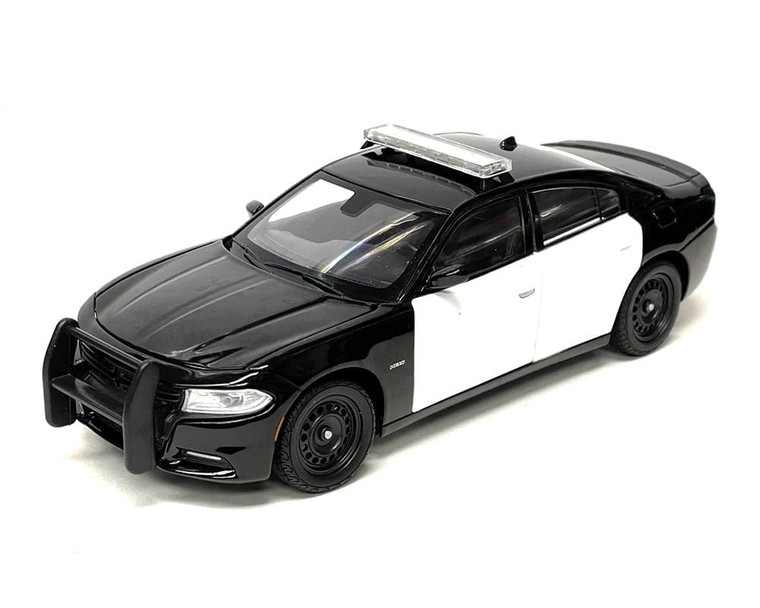 Welly 1:24 2016 Dodge Charger R/t Police Pursuit (plain Black & White Two-tone) Mijo Exclusives- Diecast