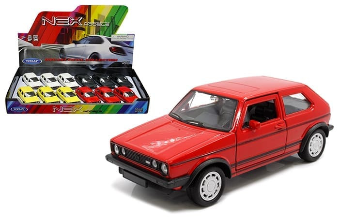 Welly 4.75 2017 Volkswagen Golf Gti P/b (black-red-white-yellow) Display Tray Set Of 12- Diecast