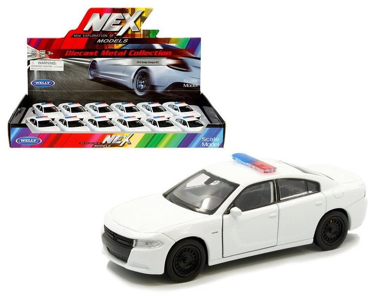 Welly Display Tray 5 2016 Dodge Charger R/t With Light Bar (plain White)- Diecast