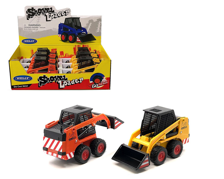Welly 5 Shovel Loader Pull Back Action Display Tray Set Of 6- Diecast
