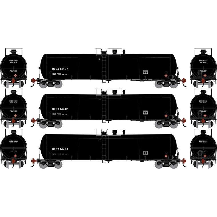 Athearn - HO ATH 30K Ethanol Tank Car, DODX #14407/14412/14444 (3) - -2404