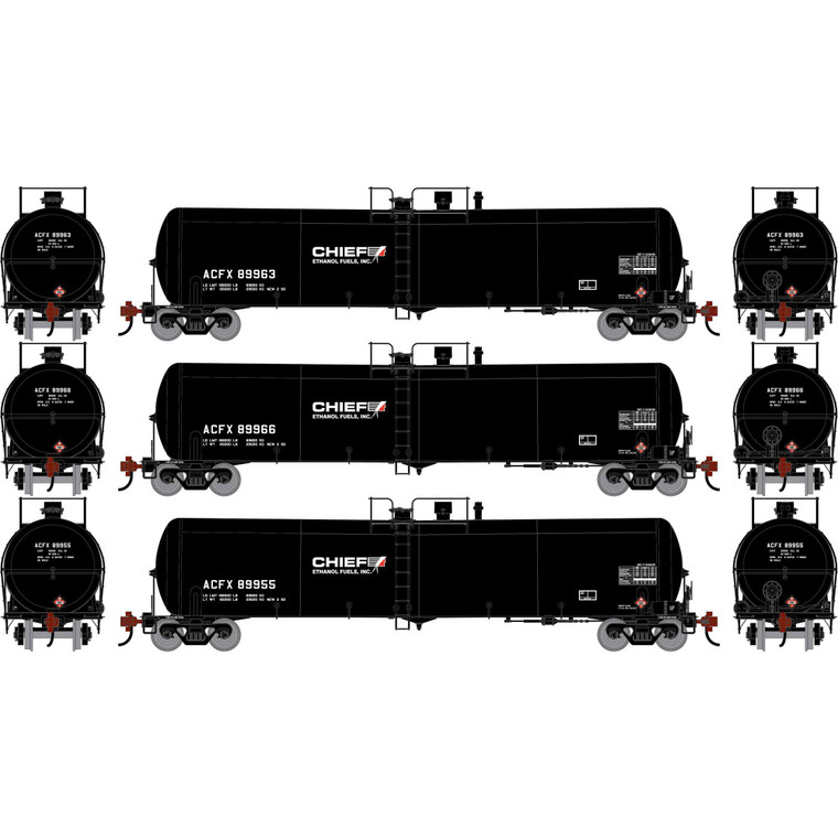 Athearn - HO ATH 30K Ethanol Tank Car, ACFX #89963/89966/89955 (3) - -2410