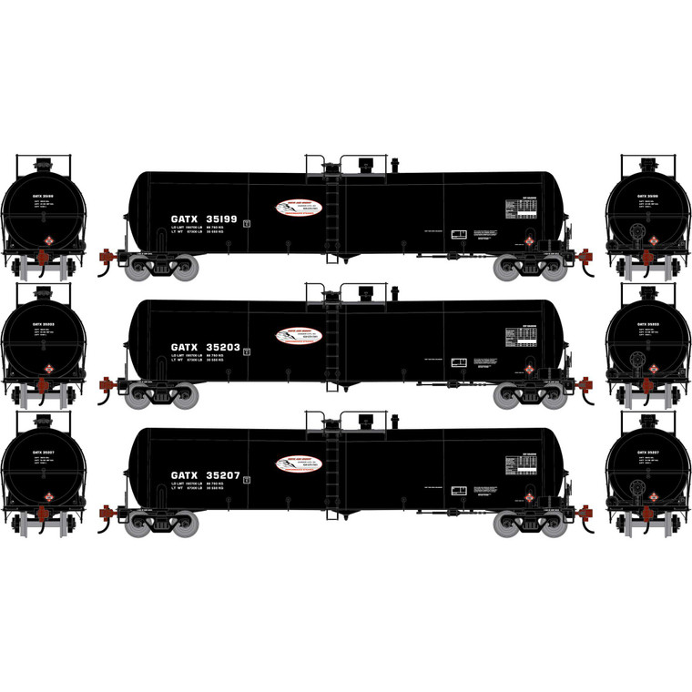 Athearn - HO ATH 30K Ethanol Tank Car, GATX #35199/35203/35207 (3) - -2413 Athearn - HO ATH 30K Ethanol Tank Car, GATX #35199/35203/35207 (3) - -2413