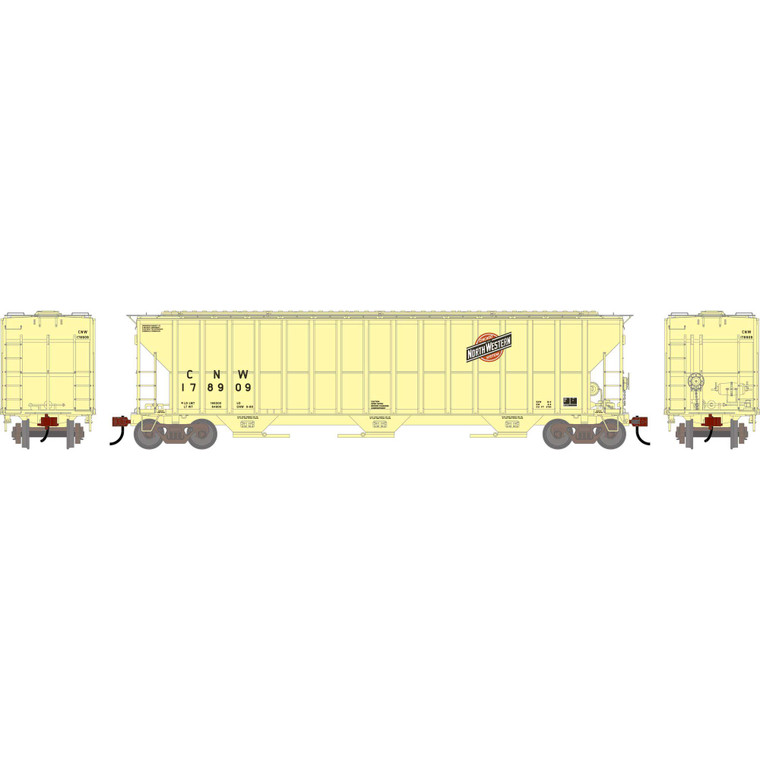 Athearn - HO ATH FMC 4700 Covered Hopper, Primed For Grime CNW #178909 - -2486