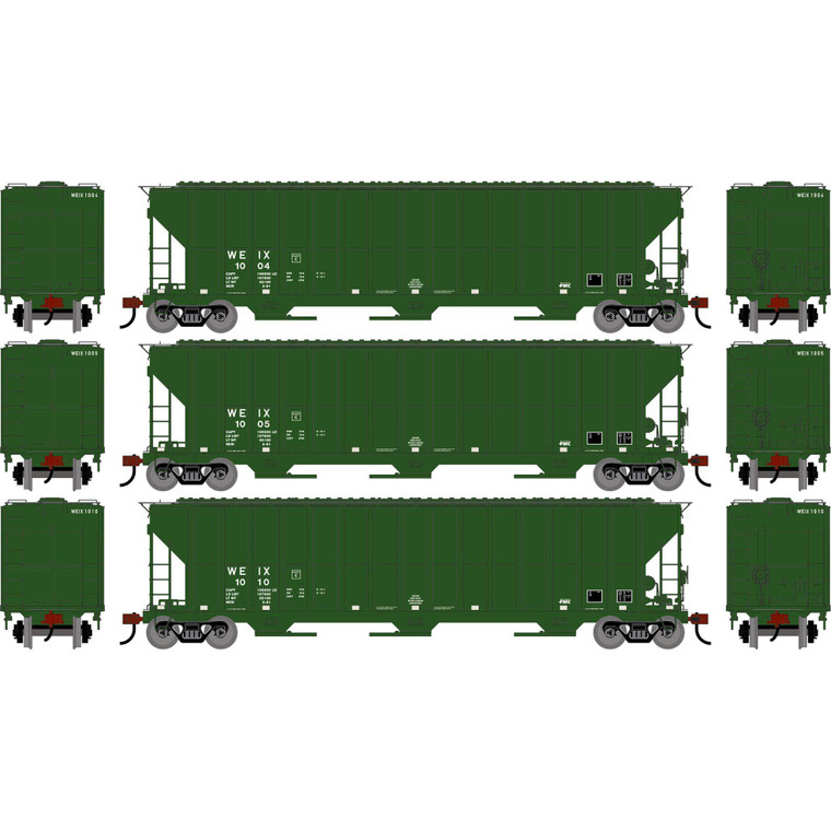 Athearn - HO ATH FMC 4700 Covered Hopper, WEIX #1004/1005/1010 (3) - -2496