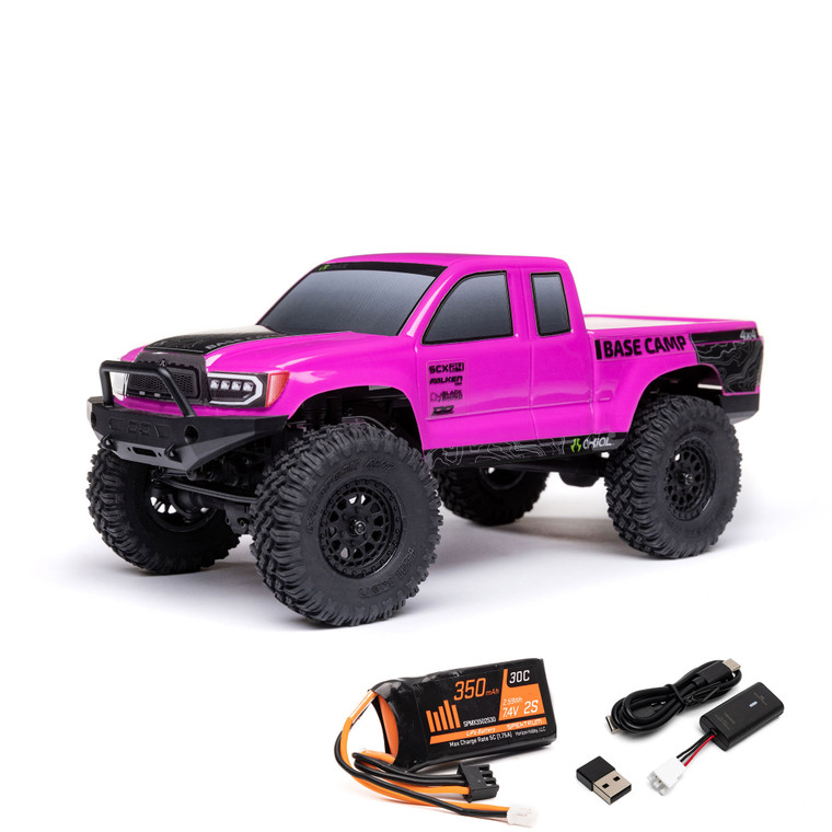Axial - 1/24 SCX24 Base Camp 4X4 RTR Brushed Rock Crawler (Battery & Charger Included), Pink - -1219T3 Axial - 1/24 SCX24 Base Camp 4X4 RTR Brushed Rock Crawler (Battery & Charger Included), Pink - -1219T3