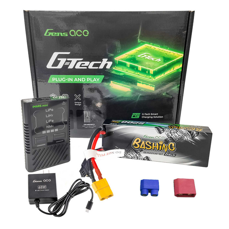 Gens - G-Tech Bundle: 5200mAh 2S 35C hardcase XT60/EC3/Deans unversal plug + iMars Mini charger - 60W2S5235GT