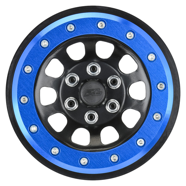 Pro-line Racing - Steelies Blue/Black 2.9" Stamped Steel Dual Offset (+2/+10) Wheels for Axial SCX6 - 283800