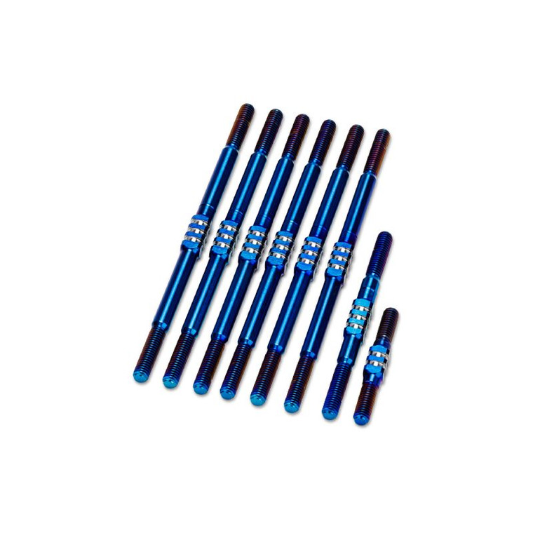 J Concepts - RC10T Fin Titanium Turnbuckle Set, 8pc, Burnt Blue - 28281