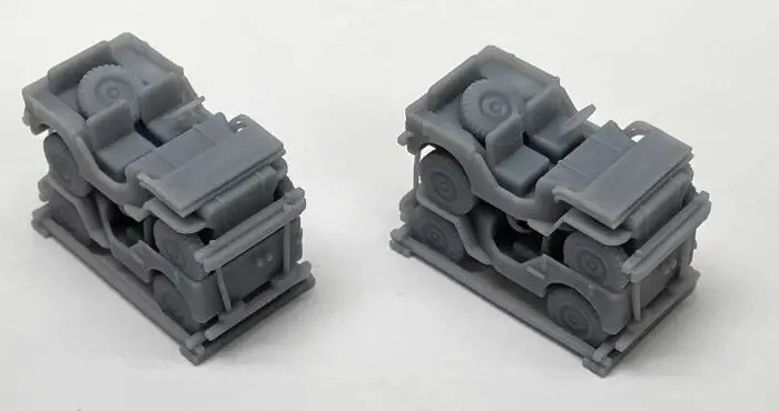 Phoenix Precision Model - HO Dbl Stacked Jeep Pair Flatcar Load 2p - 31633