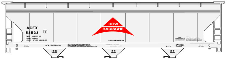 Accurail - HO 3Bay ACF CV Hopper Dow Chemicals - 81761