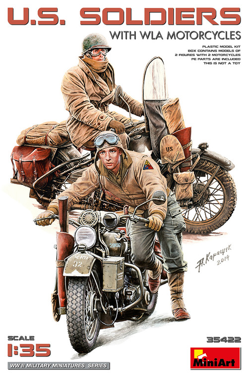 Mini Art Models - US Soldiers w/WLA Motorcycles 1:35 - 35422