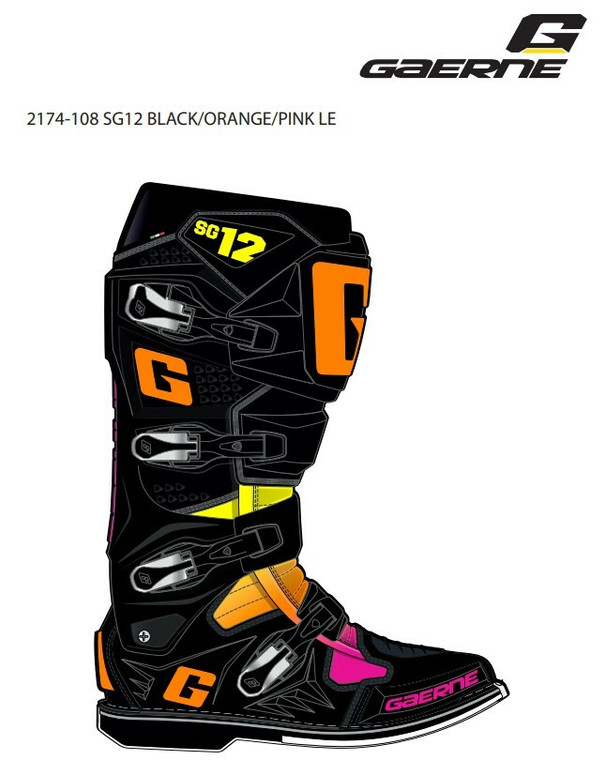 Gaerne - Sg12 Le Boots Black/orange/pink Sz 09 - 2174-108-43