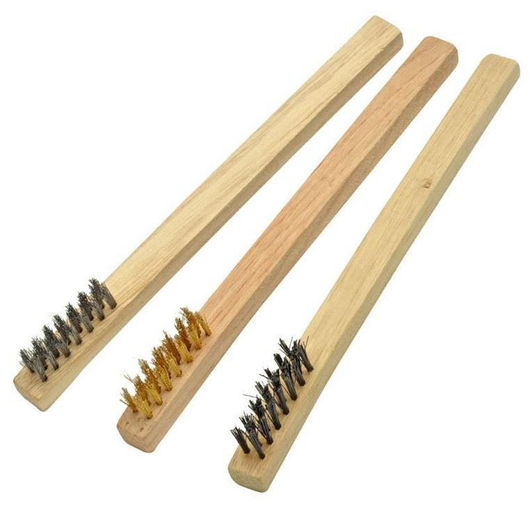 Enkay - 3pc Mini Wire Brush Set, Wood Handles, Carded - 1660-3C