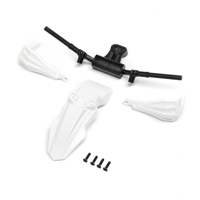 Losi - Fender, Handguards & Handle Bars, White: PM-SM/MX - -2304