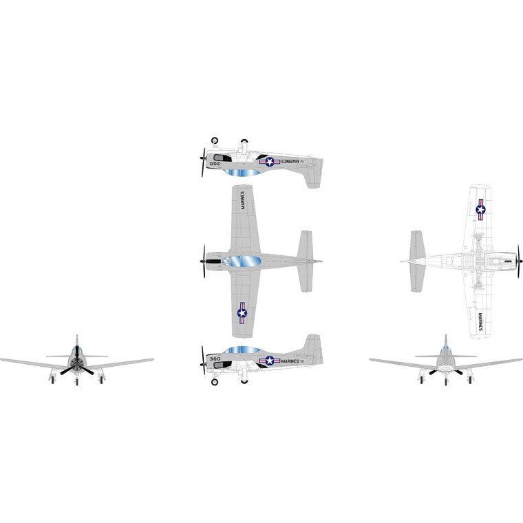 Athearn - HO ATH T-28B Trojan Airplane, Marines NH300JH - -2803