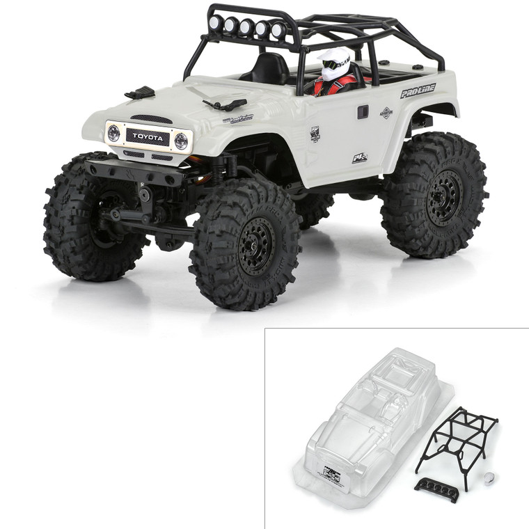 Pro-line Racing - 1979 Toyota Land Cruiser FJ40 Clear Body with Trail Cage for Axial SCX24  - 366300 Pro-line Racing - 1979 Toyota Land Cruiser FJ40 Clear Body with Trail Cage for Axial SCX24  - 366300