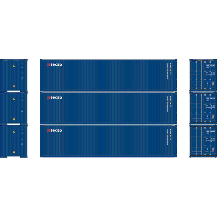 Athearn - HO ATH 40' Corrugated High-Cube Containers, GESU #543709-2/653287-5/689028-8 (3) - -2704