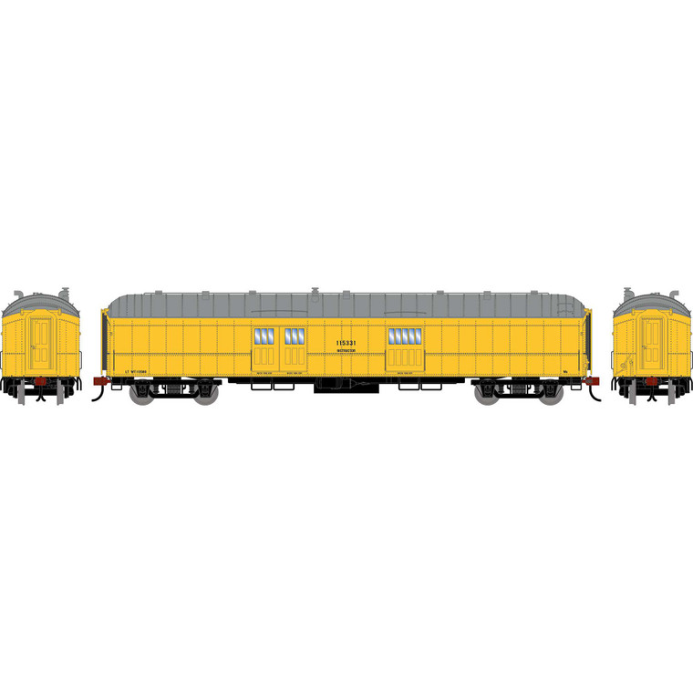 Athearn - HO ATH 60' Pullman Common Standard Baggage Car, MOW Yellow #115331 - -2649