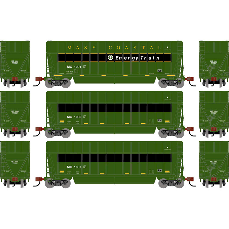 Athearn - N ATH Berwick Bathtub Extended Side Gondola, MC #1001/1005/1007 (3) - -2820