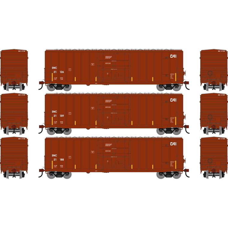 Athearn - HO ATH 50' FMC 5327 12' Plug Door Box Car, SNC #21126/21159/21188 (3) - -2791