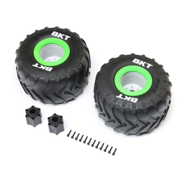 Losi - BKT 2.6" MT Tire, Med, Premount, Green (2):LMT 2.0 - -1818