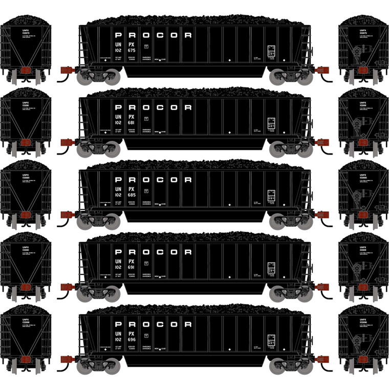 Athearn - N ATH Berwick Bathtub Gondola, UNPX w/Load #102675/102681/102685/102691/102696 (5) - -2826 Athearn - N ATH Berwick Bathtub Gondola, UNPX w/Load #102675/102681/102685/102691/102696 (5) - -2826