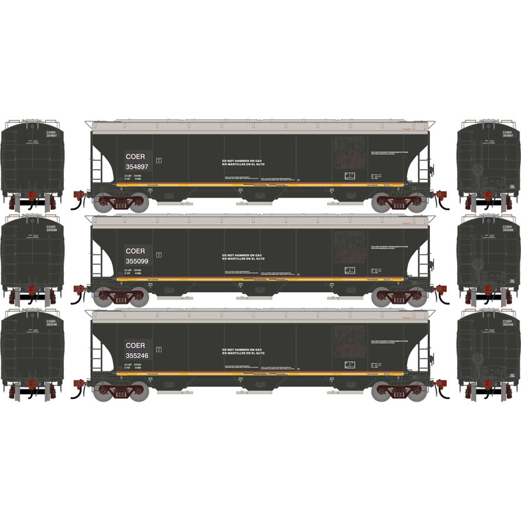 Athearn - HO GEN Trinity 5161 Covered Hopper, Primed For Grime COER #354897/355099/355246 (3) - G-2495