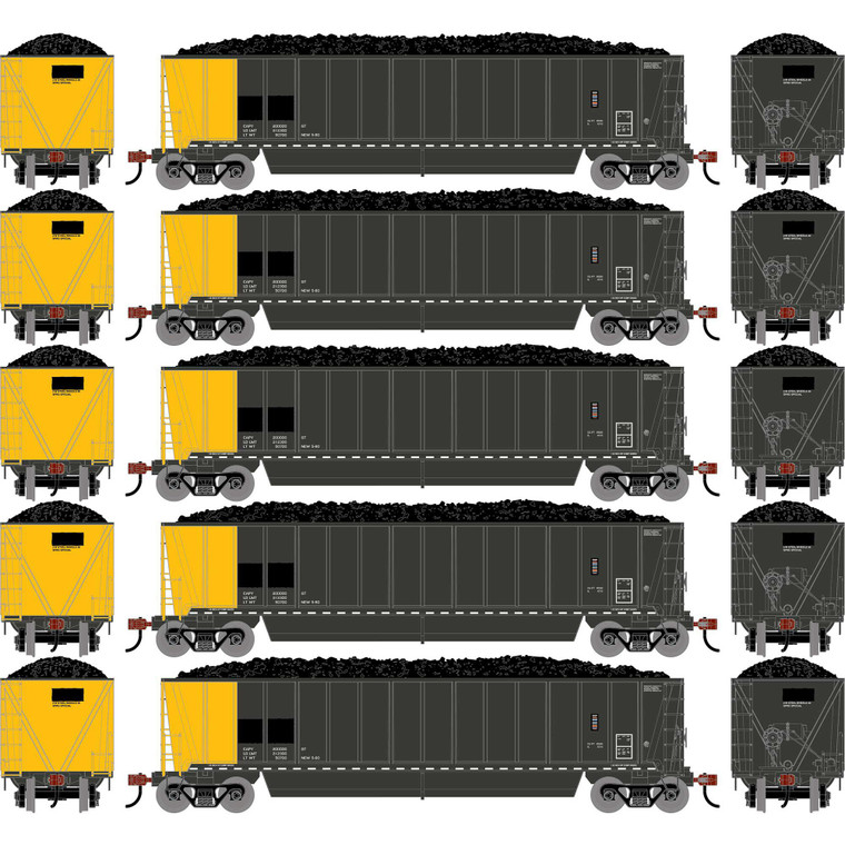 Athearn - HO ATH Berwick Bathtub Gondola, Primed For Grime w/Load Data Only (5) - -2752