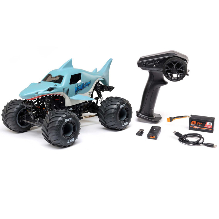 Losi - 1/18 Mini LMT Megalodon 2S 4X4 RTR Brushed Monster Truck (Battery & Charger Included), Blue - 01026T3