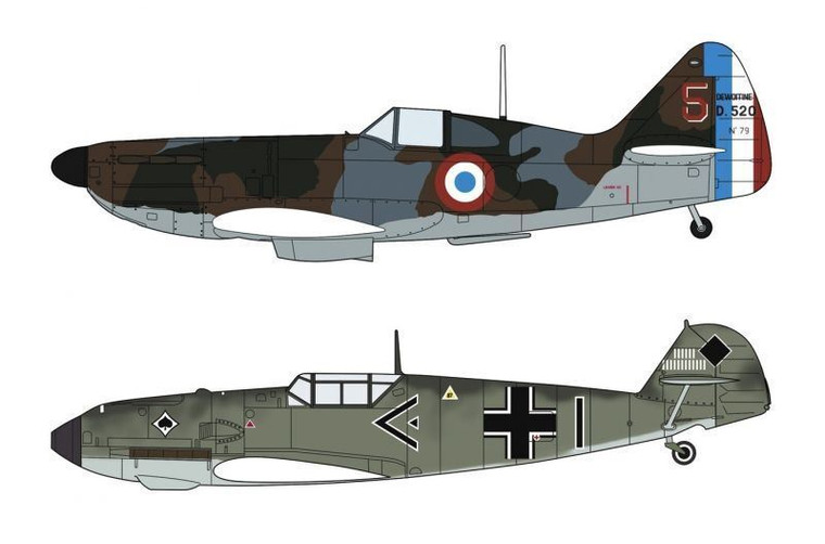 Hasegawa Models - Dewoiltine 520 & BF109E Bat. of Fr 1:72 - 2332
