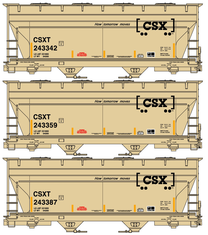 Accurail - HO ACF 2 Bay CV Hopper CSX 3 Car Set - 8179