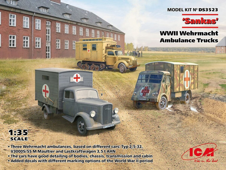 ICM Models - Sankas WW2 Wehrmacht Ambulance Trucks:48 - DS3523