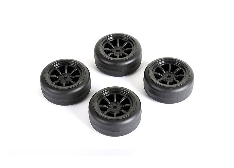 Louise RC - Drift Tires + Wheels 8 Spoke Black +1mm (4pcs), Fits LMX - NBA328