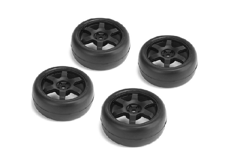 Louise RC - 1/10 Slick Tires 6 Spoke Wheel Black / ET-0mm (4pcs), - NHA489 Louise RC - 1/10 Slick Tires 6 Spoke Wheel Black / ET-0mm (4pcs), - NHA489