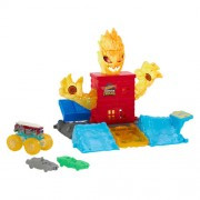 Mattel - 1:64 Scale Diecast - Hot Wheels Monster Trucks Power Smashers - 5-Alarm Torch Tower Takedown - 2 Pack