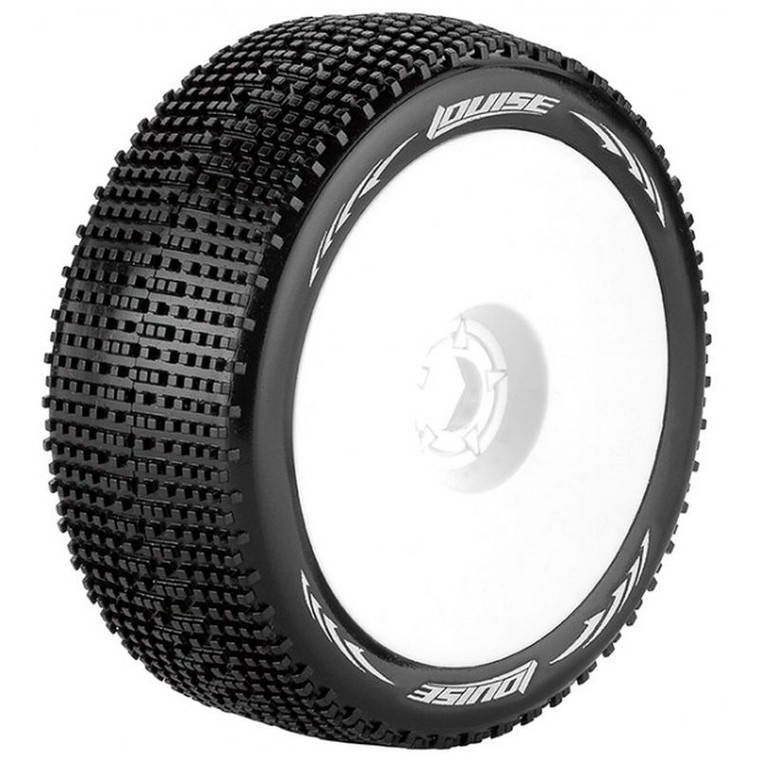 Louise RC - B-Groove 1/8 Soft Front/Rear, 17mm Hex, Mounted on White Rim - LT370SW