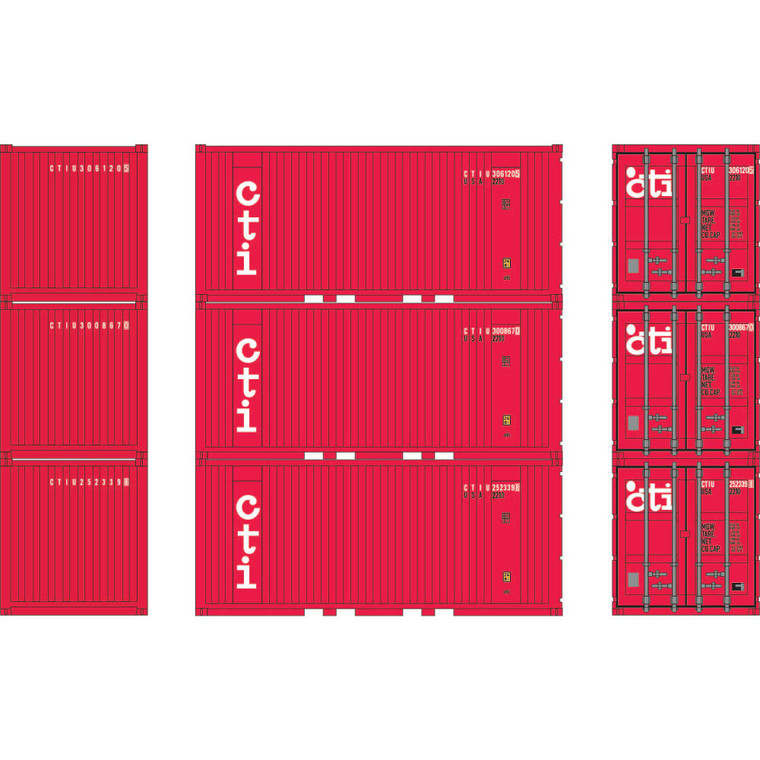 Athearn - HO 20' Corrugated Container, CTIU (3) - 28071 Athearn - HO 20' Corrugated Container, CTIU (3) - 28071