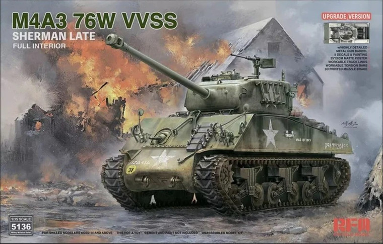 Ryefield Models - M4A3 76W VVSS(upgraded w/interior)1:35 - 5136