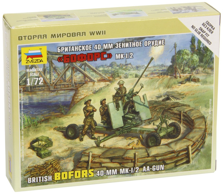 Zvezda Model Kits - British Bofors 40mm Aa-Gun :72 - 6170