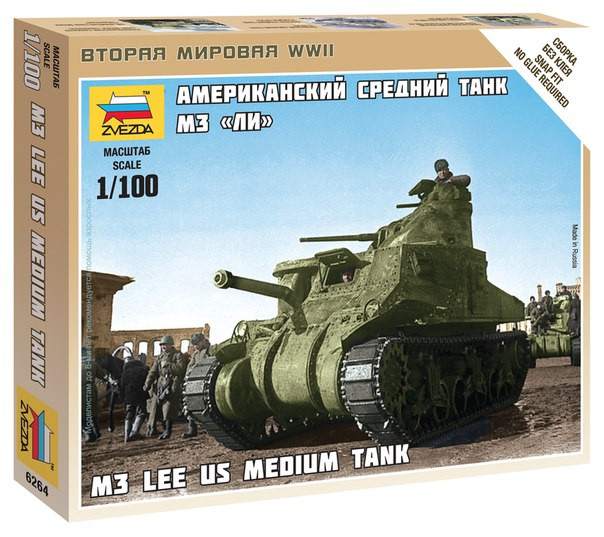 Zvezda Model Kits - Us M3 Lee Medium Tank 1:100 - 6264
