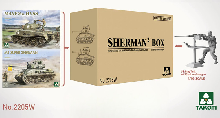 Takom Models - Sherman BIG BOX(M4A1 76W/M1 Super)1:35 - 2205W
