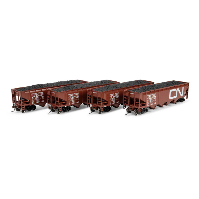 Athearn - HO ATH 40' 4-Bay Offset Hopper w/Load, CN #330116/330133/330152/330177 (4) - -1576
